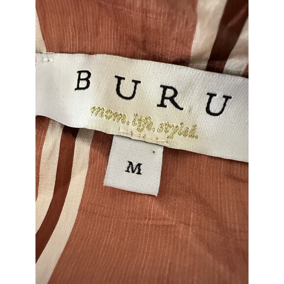 Buru Tencel Linen Blend Copper Cream Striped PJ Style Lounge Top M tan/white - Picture 7 of 8